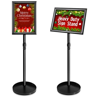 Image de VAIIGO nouveau A4 Heavy Duty sign stand porte journaux de mer, présentoir menu réglable logo au sol avec base en fonte pour affiche, menu, publicité, (A4, noir)