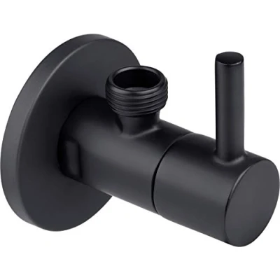 Image de Cornat robinet d&#039;angle design Raccord mural AG 1/2&quot; de 3/8&quot; Avec poignée En laiton Noir Vanne régulation / T3170051