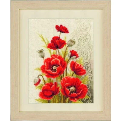 Image de Kit au point compté Coquelicots avec motif