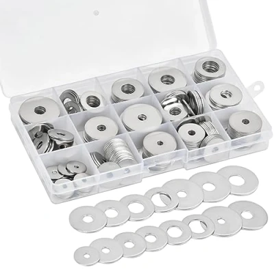 Image de 225pcs Rondelles Plates en 304 Acier Inoxydable M3 M4 M5 M6 M8 M10 M12 Assortiment de Rondelle Plate,Ensembles d&#039;Outils à Main pour la Plomberie et le Verrouillage Différentes Tailles