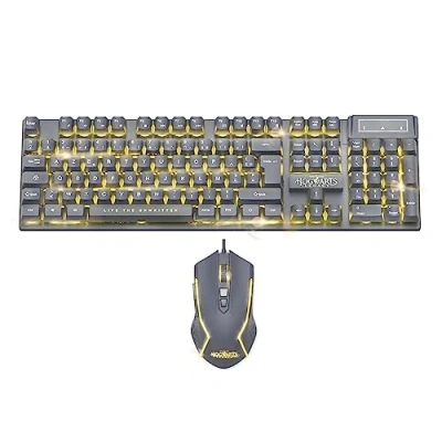 Image de Pack Clavier et Souris Gaming FREAKS AND GEEKS Hogwarts Legacy Rétroéclairé Jaune 8000 DPI USB 2.0
