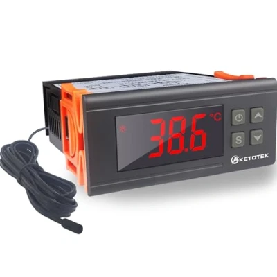 Image de KETOTEK Regulateur de Temperature Thermostat Numérique avec étanche Sonde, Double Relai 220V, Refroidissement et Chauffage, Contrôleur Température