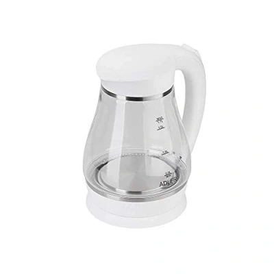 Image de Adler Kettle AD 1274 Standard, Plastic, glass, White/transparent, 2200 W, 360 rotational base, 1.7 L