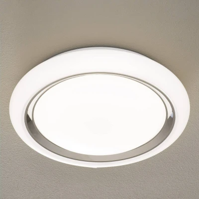 Image de Eglo Connect Capasso C Plafonnier Led Smart Home avec Anneau Chromé, Matériau : Acier, Plastique, Couleur Blanc, Chromé Ø 34 cm, Intensité Variable, Tons de Blanc et Couleurs Réglables