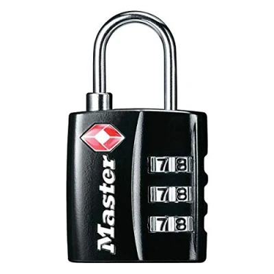 Image de Master Lock 4680EURDBLK Cadenas à Combinaison TSA, Noir, 5,5 x 3 2,6 cm