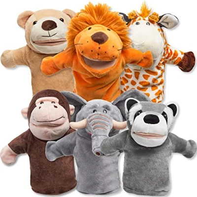 Image de JOYIN 6 Pièces Marionette à Main pour Enfant, Marionnettes en Peluche de Luxe Théâtre poupées, Jeu Rôle, Cadeau fête Enfants, Sac Fête, Filles, Garçons