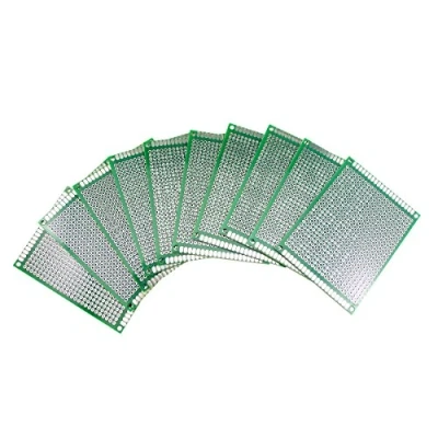 Image de Aihasd 10 pièces Carte PCB double face Kit de maquette prototype 6x8 CM Circuit imprimé à grille trous planche pain Compatible avec les kits Arduino pour le bricolage