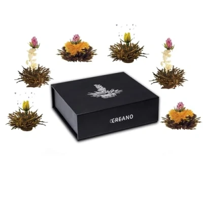 Image de Creano Coffret Cadeau avec Fleurs de Thé Thélini dans Une Boîte Magnétique Noir 6 4 Sortes différentes