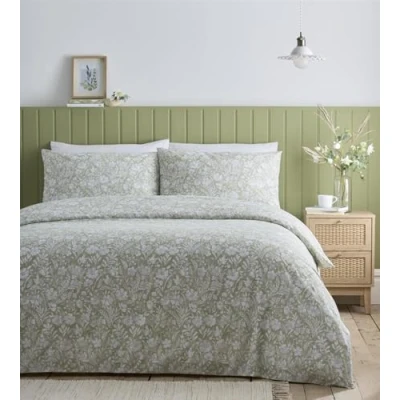 Image de Simply Charlotte Olivia Parure de lit Double Motif Floral Vert Sauge