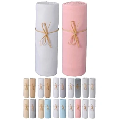 Image de P&#039;tit Basile Drap Housse 70x140 cm Lot de 2 draps en Jersey peigné 100% Coton Bio Blanc et Rose pour Matelas bébé Enfant Dimensions 60x120 ou Extensible sans Repassage
