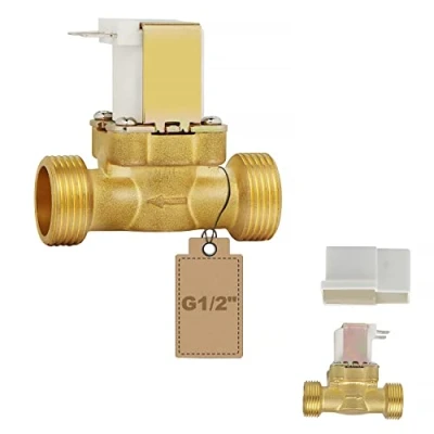 Image de EXLECO DC 12V Electrovanne G1/2&quot; N/C Normalement Fermée Robinet de débit pour contrôle l&#039;eau Électrovanne en Laiton NC
