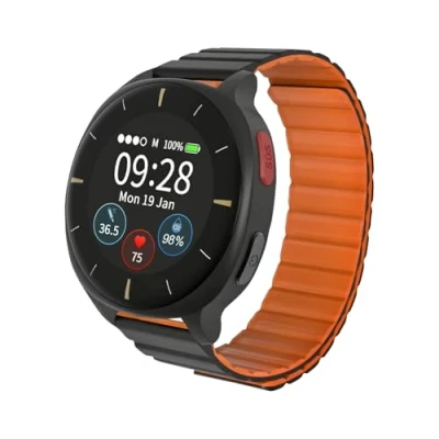 Image de Montre Moniteur de santé 24h/24, 7j/7 Audar E2 Traqueur Signes vitaux pour fréquence Cardiaque, Pression artérielle, Sp02, température, Alerte GPS SOS en Temps réel, détection Chute