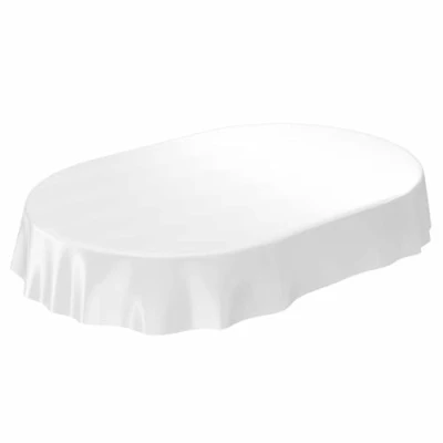 Image de Anro Nappe en toile cirée lavable ovale Blanc 180 x 140 cm