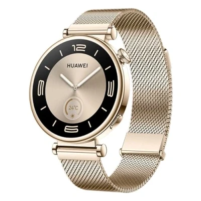Image de HUAWEI Watch GT 4, 41MM, Montre Connectée, iOS&amp;Android, Boîtier en Acier Inoxydable, Jusqu&#039;à 7 Jours d&#039;autonomie, Gestion des Calories, complète de la santé, SpO2, GPS, Doré Version FR
