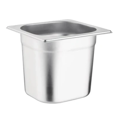 Image de Vogue Bac GN 1/6 Inox, Plateau Profondeur : 150 mm, Capacité 2,2 litres, Récipient de conservation des aliments chauds et froids, Compatible Bain Marie, Couvercle vendu séparément, K992