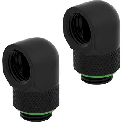 Image de Corsair Hydro X Series, 90 Embouts Rotatifs, Lot de deux (G1/4&quot; BSPP Filetage du Port, Solide Laiton Durabilité, Mécanisme Rotation, Finition Haute Qualité, Optimisés pour les Débits) Noir