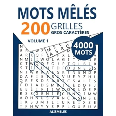 Image de Mots Mêlés Gros Caractères: 200 Grilles 4000 cachés adultes Avec Solutions Grand Format A4 pêle mêle