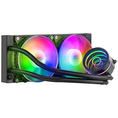 Image de Mars Gaming ML ONE240, Refroidissement Liquide CPU, TDP 400W, Infinity Mirror, 2x Ventilateurs FRGB Silencieux, Multi Socket Universel, Noir