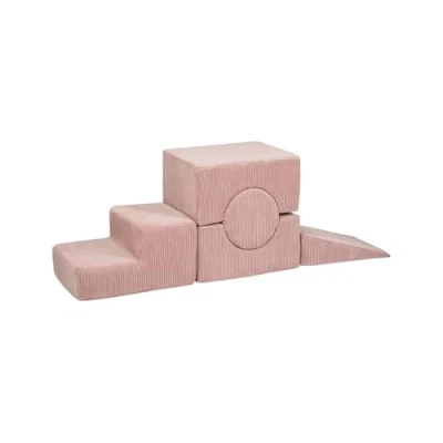 Image de MEOWBABY 5 Elements Soft Foam Blocks Playset Aire de Jeux pour Bébés et Tout Petits, Blocs d&#039;escalade d&#039;intérieur, Kord, Rose Poudré