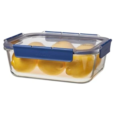 Image de Lock &amp; Boîte de conservation en verre avec couvercle plastique qualité supérieure, sans BPA, empilable, anti fuite, rectangulaire, 2 l