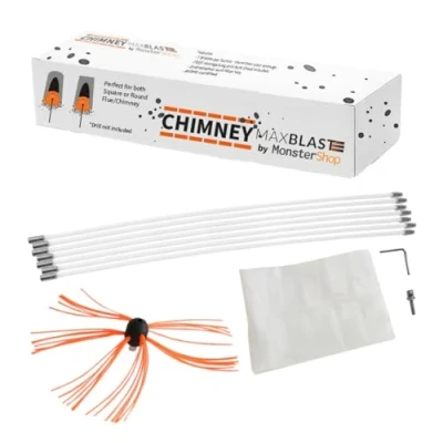 Image de Kit de Ramonage 12m Nylon Flexible Hérisson Synthétique Nettoyage Poêle Entrainement Perceuse Électrique