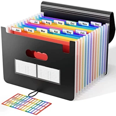 Image de ABClife Trieur A4 avec Couvercle Papiers Organiseur Documents Extensible Accordéon Document Plastique Fichier de ABC life (12 poches un couvercle)