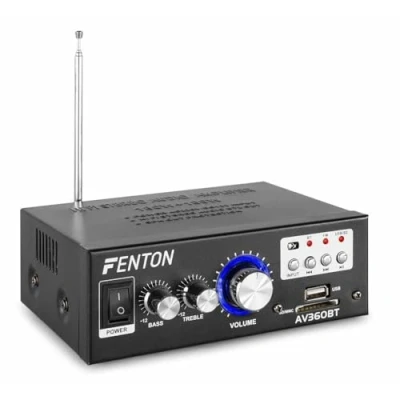Image de Fenton AV360BT Amplificateur 2X 40 Watts FM/USB/SD/MP3, Connexion sans Fil Bluetooth, Entrée Ligne RCA, Réglages Graves/Aigus, Télécommande Incluse, Idéal pour Une Utilisation HiFi