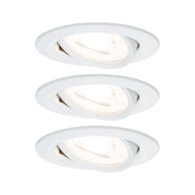 Image de Spot LED GU10 Paulmann Nova Rond Pivotable 6,5 W Luminosité réglable sur 3 niveaux 3er Set blanc mat