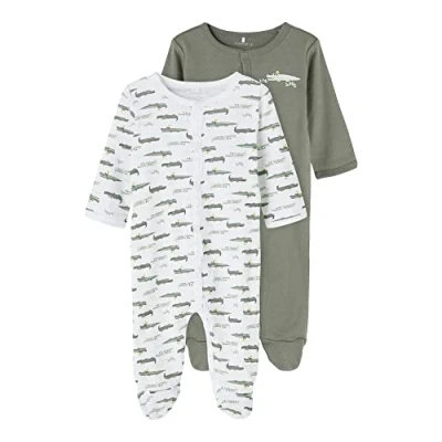 Image de Name It Bébé fille Nbmnightsuit 2p W/F Agave Crocodile Noos Pantoufles pour b s et bambins, Green, 86 EU