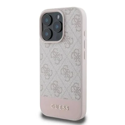 Image de Étui Guess pour iPhone 16 Pro Max 6.9 rose étui rigide 4G Bottom Stripe Neuf