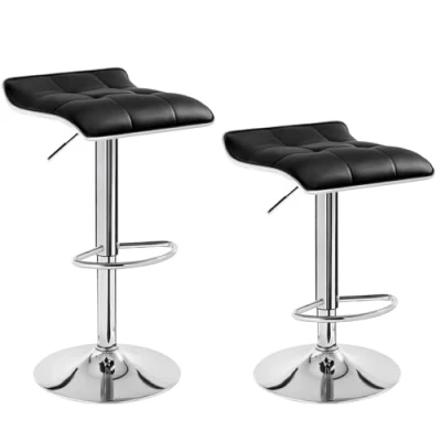 Image de WOLTU BH28sz 2 tabourets de Bar Lot en Cuir synthétique et Acier chromé, avec Caoutchouc Anti dérapant,Noir
