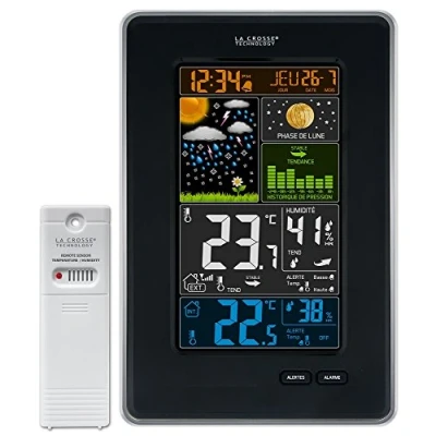 Image de La Crosse Technology WS6835 Station Météo Colorée avec Phases de Lune Noir