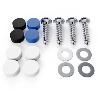 Image de A0023 Lot de 4 vis fixation pour plaque d&#039;immatriculation 4,8 x 16 Cache inclus
