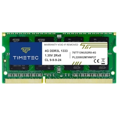 Image de Timetec 4 Go DDR3L 1333 MHz PC3 10600 non ECC sans tampon 1,35 V CL9 2Rx8 double rang 204 broches SODIMM pour ordinateur portable PC mémoire RAM module de mise à niveau