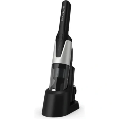 Image de Rowenta X Touch Aspirateur à main compact sans fil, Léger, Design moderne, Base de chargement avec support rangement des accessoires AC9736WO Noir/Blanc