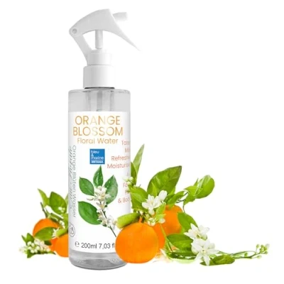Image de Bleu &amp; Marine Bretania Hydrolat Eau Florale d&#039;Oranger 200ml Nettoyant Apaisant Anti Taches, Rides Lotion Tonique Naturelle Eclaircissant Teint, Spray