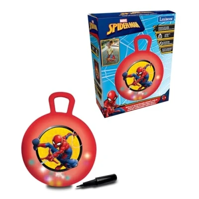Image de Lexibook, Spider Man, Balle sauteuse Gonflable, Pompe Manuelle Incluse, Plastique sécurisé et résistant, Rouge, BG040SP