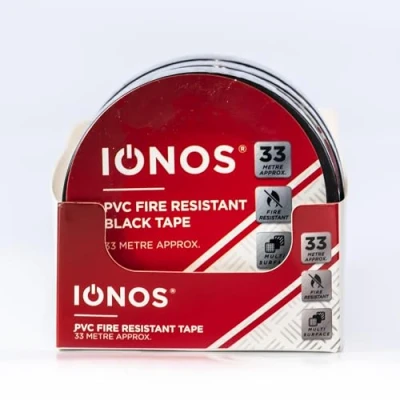 Image de Status: IONPVCBLK1PKX12 Ruban adhésif en PVC résistant au feu, multi surfaces Noir 33 m