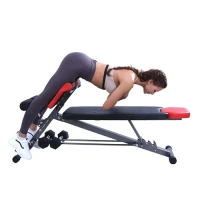 Image de Finer Form banc de musculation multifonctionnel réglable pour développé couché, extensions dos et redressements assis. Utilisez le comme assis, décliné ou plat, Noire