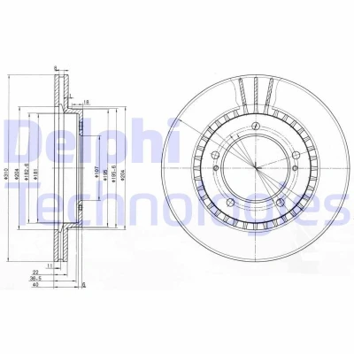 Image de DELPHI BG3587 Disque de frein 311 22 5 ventilé huilé non traité sans roulement roue, bague ABS SUZUKI: Vitara I SUV, Grand 1 SUV