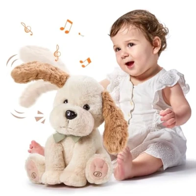 Image de TUMAMA Peluche Chien Qui Parle Danse et Répète, Interactif Jouet Musicaux avec Enregistrement, Dansant Parlant Jouets pour Bebe Enfant, Peluches Jeux Animaux Interactifs, Interactive Cadeaux Filles