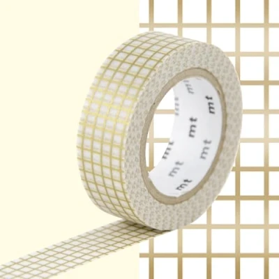 Image de Masking Tape (MT) Quadrillage Or