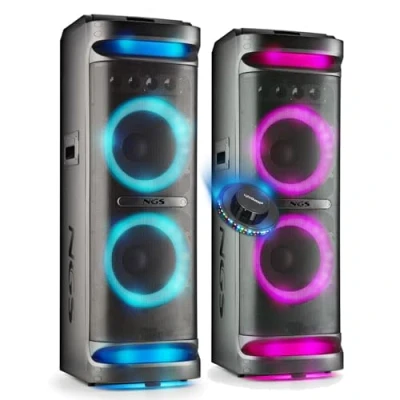 Image de Enceintes Actives Sono DJ WILDSPACE3 8000W, Bluetooth, USB/AUX in, Lumière LED, TWS, Double Subwoofer 10 &quot; Soirée, Fête, Bar