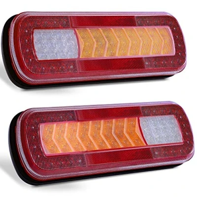 Image de D TECH 2 Pcs 9 30V E Mark Approbation Led Combinaison Arrière Remorque Feu Indicateur Dynamique Lampe IP67 Étanche Profil Bas Universel Pour Camion Rv Caravane Camping Car Van Tracteur