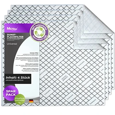 Image de McFilter 4 filtres plats compostables avec indicateur de saturation pour hotte aspirante, recoupables universels 57 x 47cm, filtre aspirante