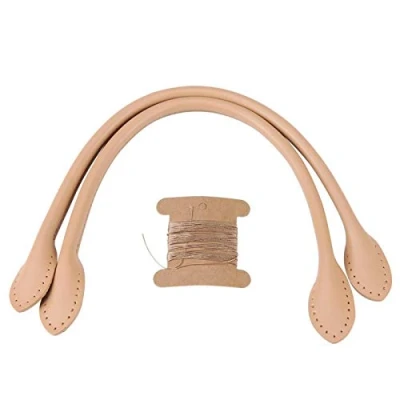 Image de Cikonielf 2 pièces Sac poignées Sangles en Cuir poignée à bandoulière Sangle de Remplacement pour Accessoires Remplacement(Beige)