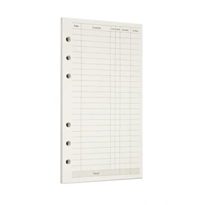 Image de Zelten Recharge de papier perforé pour reliure à 6 trous Journal intime rechargeable (A6/6 Hole, Finance)