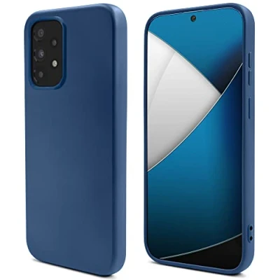 Image de Moozy Lifestyle. coque en silicone pour Samsung A33 5G, bleu nuit légère liquide avec finition mate et doublure microfibre douce, de qualité supérieure Neuf