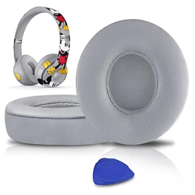 Image de SoloWIT® Coussinets d&#039;oreille, Oreillettes de Remplacement pour Beats Solo 2 &amp; 3 sans Fil Casque Supra auriculaire, Cache Oreilles Couverts en Cuir protéine, supression Bruit Mousse à mémoire