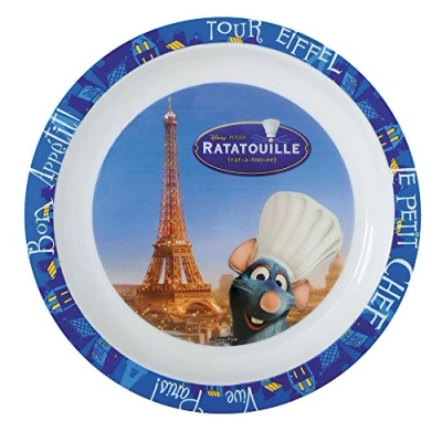 Image de Fun House 005201 Ratatouille Assiette Micro ondable pour Enfant Polypropylène Bleu/Blanc 22 x 1 cm